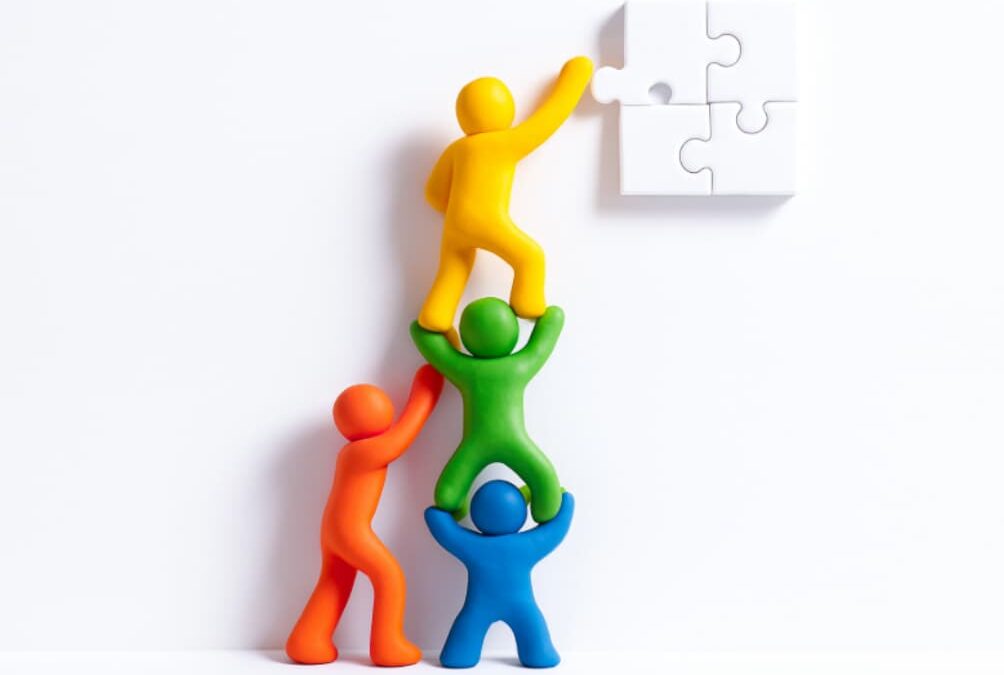 Team solving puzzle graphic